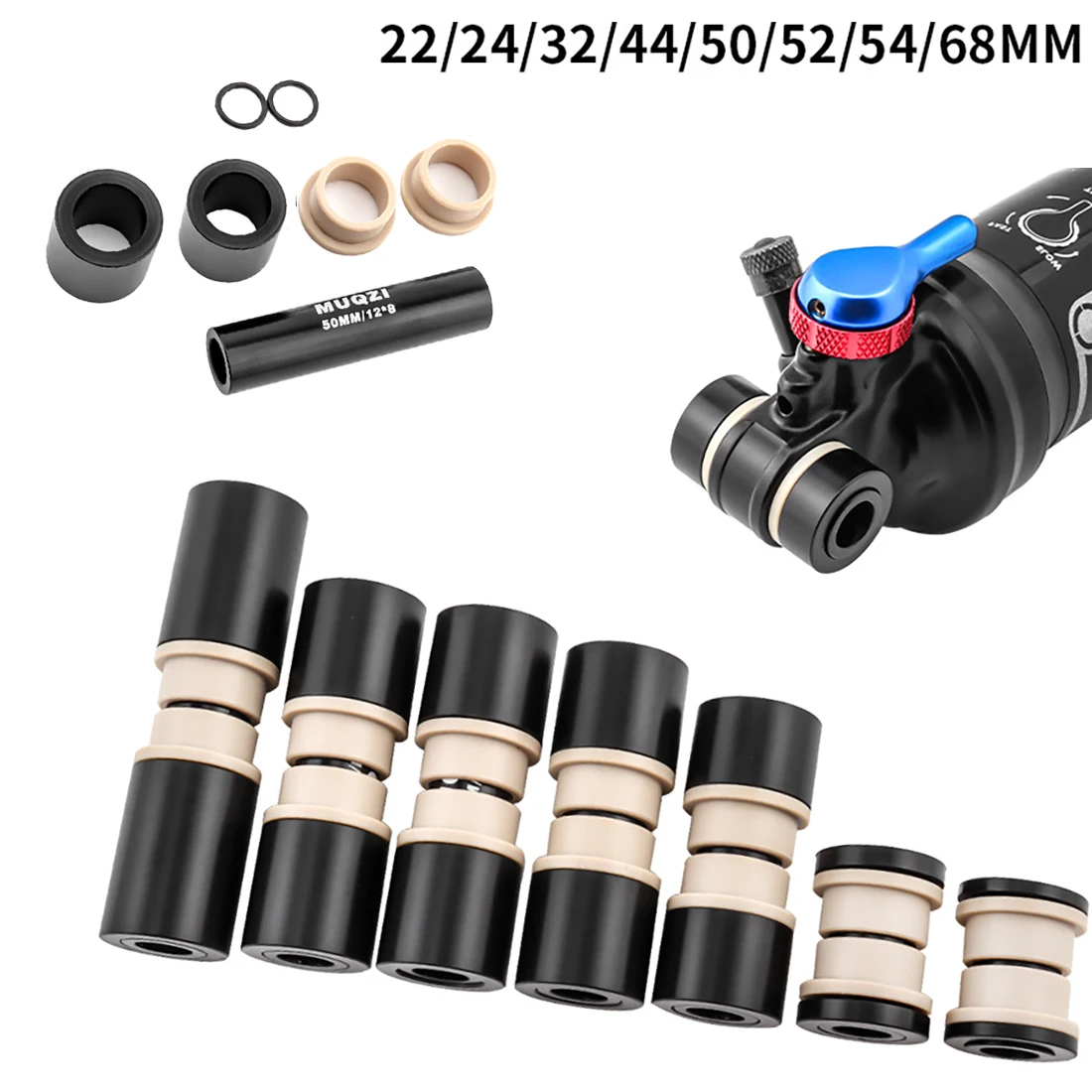MTB Rear Shock Bushing Bike Rear Suspension Shock Absorber DU Bushing ID 8mm OD 12mm 22 24 25 30 32 44 50 52 54 68mm