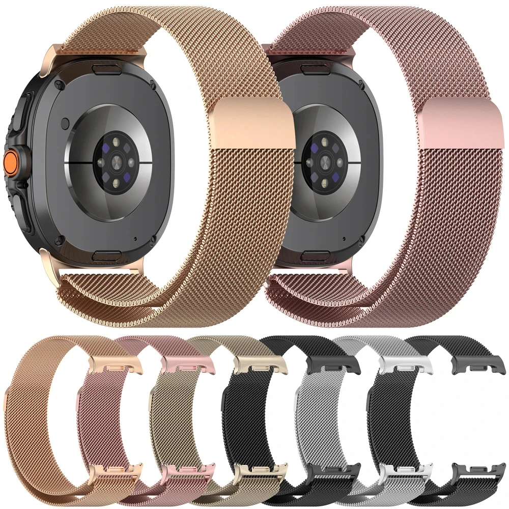 삼성 갤럭시 워치 8 40mm 44mm용 Mlanese 루프+케이스, 갤럭시 워치 8 밴드용 TPU 커버가 있는 스테인리스 스틸 메탈 시계줄