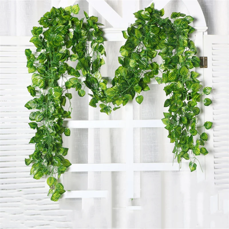 200CM Artificial Fake Creeper Leaf Silk Ivy Hanging Leaf Garland Plant Home Bathroom Wedding Garden Decoration