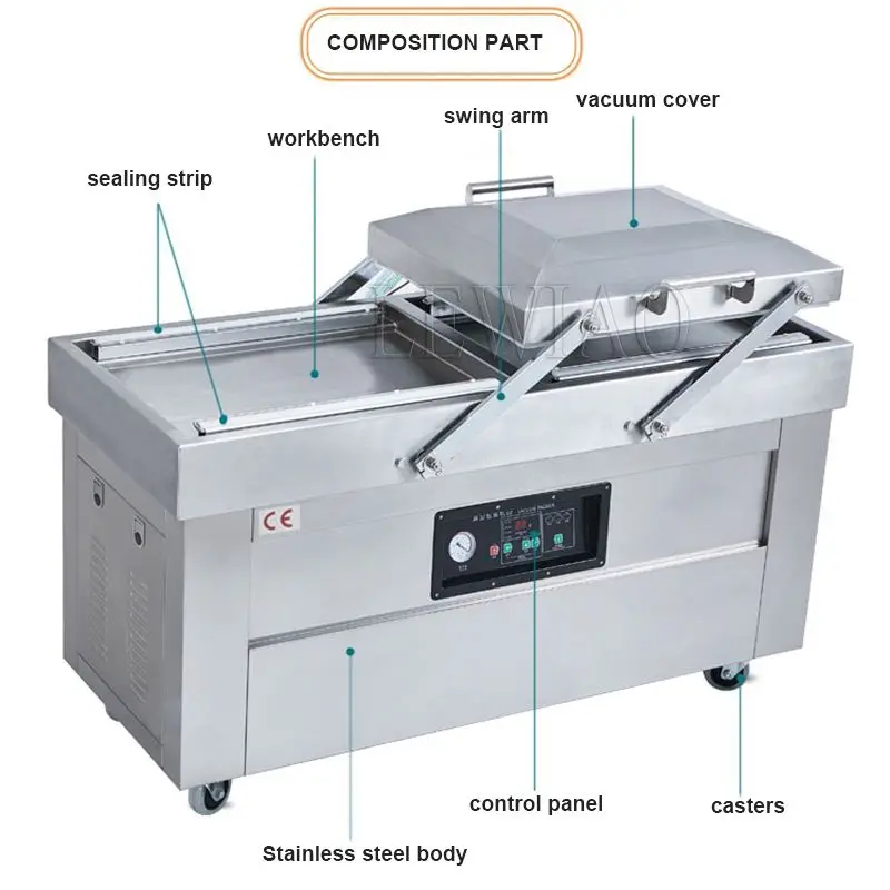 DZ-500A/2SB CE Certified Double Chamber Vacuum Sealing Machine 2 Chamber Vacuum Packing Maker Industrial Vacuum Manufacturer