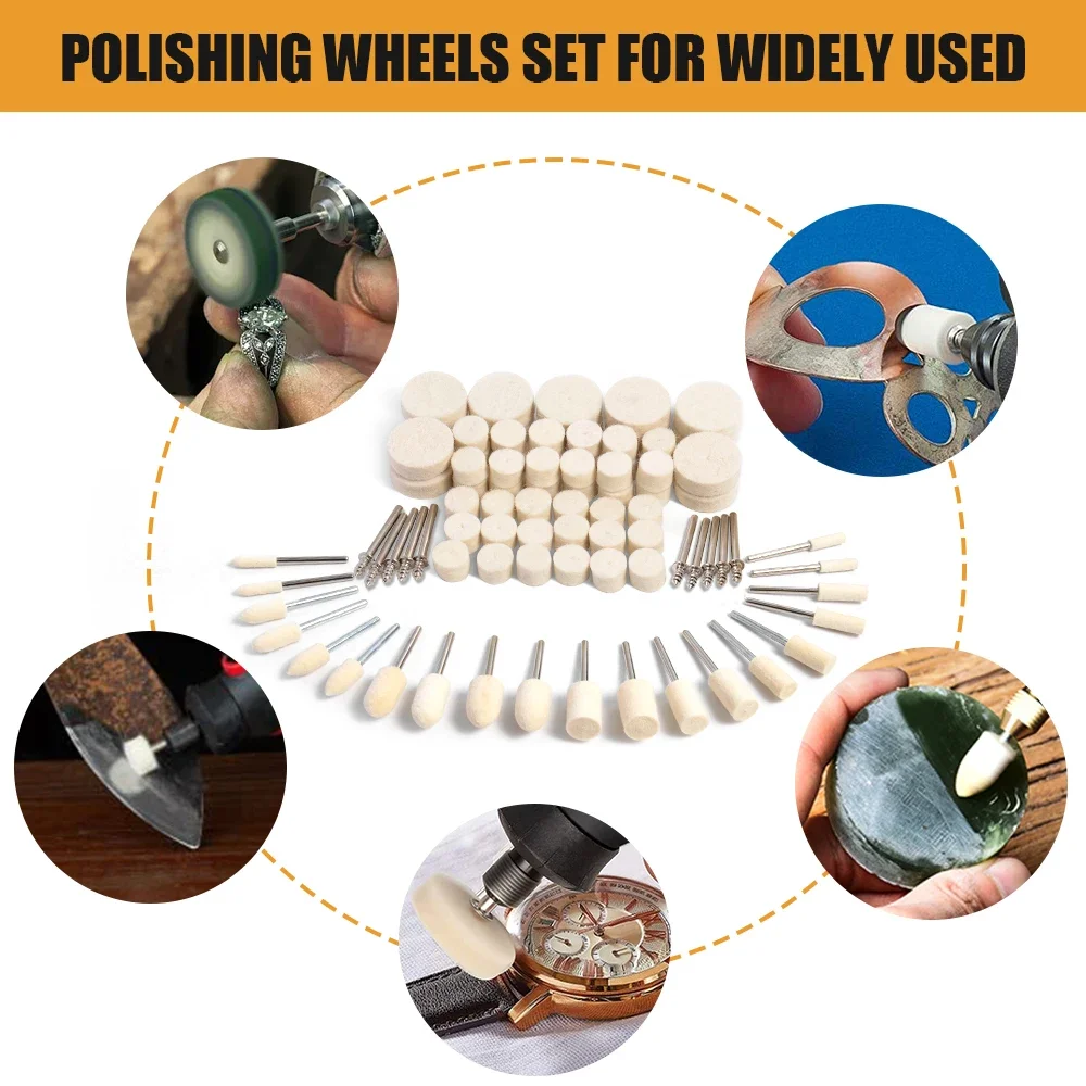 80PCS Wool Polishing Wheels for Dremel, 1/8\