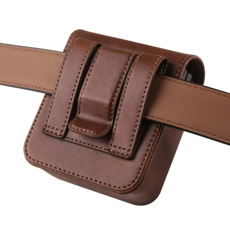 Universal Leather Flip Waist Bag Case Folding Screen Cover Waist Packs