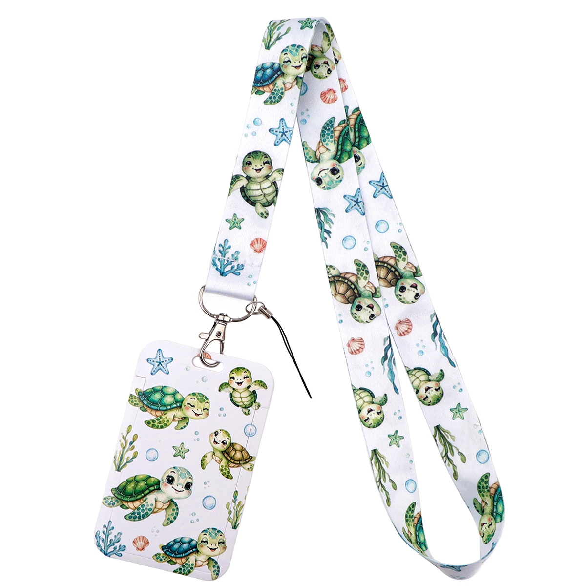Funny Black Cat Credential Holder Lanyard, Koi Fish Pattern