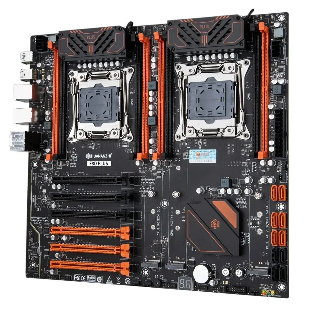 

HUANANZHI НОВАЯ материнская плата F8D PLUS X99 с двумя процессорами LGA 2011-3 E5 V3 DDR4 RECC 512 ГБ M.2 NVME NGFF USB3.0 E-ATX Server