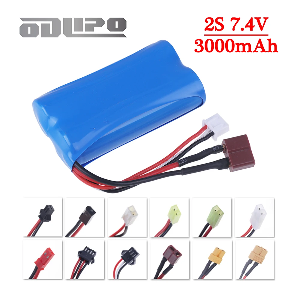 Литий-ионная батарея 7,4 В, 3000 мАч, 18650 для дистанционного управления вертолетом, гоночных автомобилей, детали игрушек, Аккумулятор 7,4 В, 2S, Разъем T/SM/JST/XT60/EL2P Литий-ионная батарея 7,4 В, 3000 мАч, 18650 для дистанционного управления вертолетом, гоночных автомобилей, детали игрушек, Аккумулятор 7,4 В, 2S, Разъем T/SM/JST/XT60/EL2P