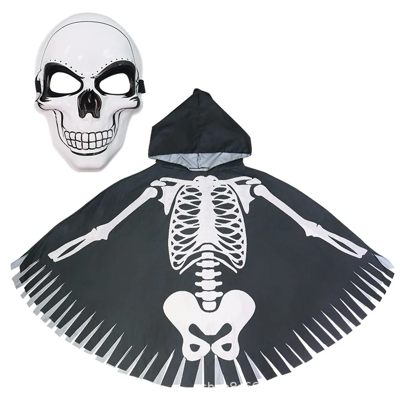 هالوين الهيكل العظمي عباءة زي الملحقات عباءة حزب الرعب اللباس الدعائم الكبار والأطفال ماكياج الكرة