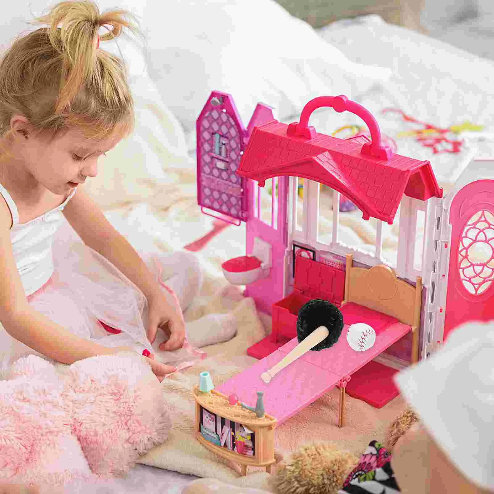 บ้านสินค้ากีฬา Miniature Playsets ของเล่นสามชิ้นถุงมือเบสบอล