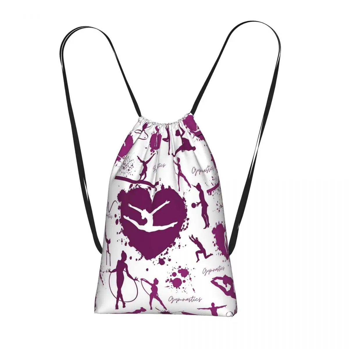 Dance Rhythmic Gymnastics Pattern Backpacks Portable Drawstring Bags Sports Bag Book Bags for Man Woman School