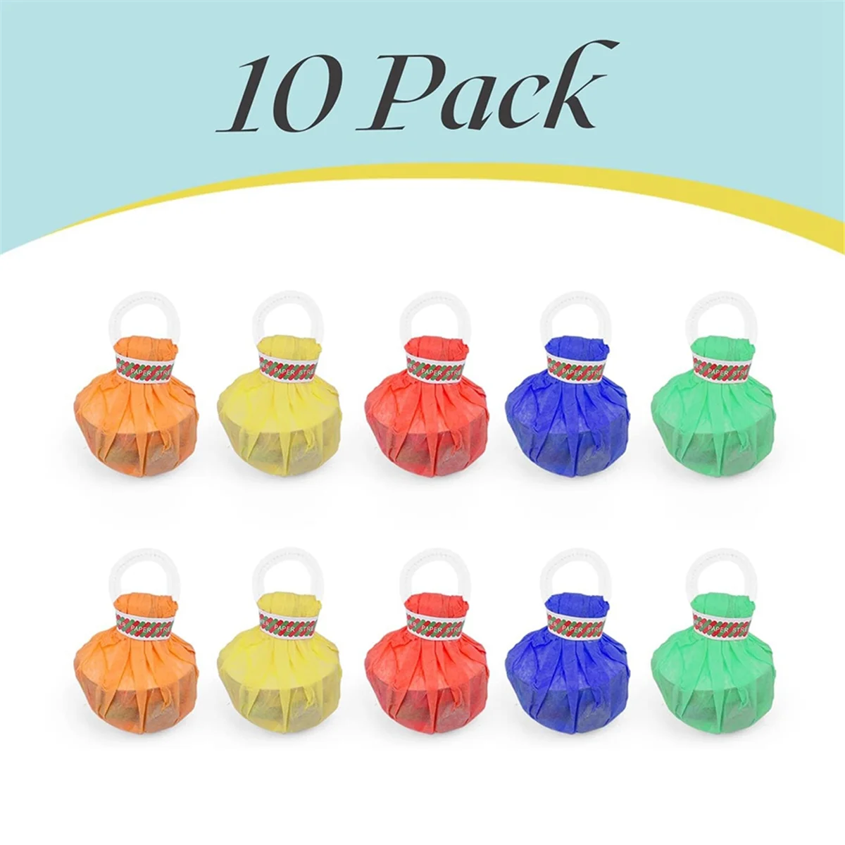 10 pacotes de poppers de streamer coloridos, biscoitos de papel multicoloridos sem bagunça, streamers de confete de lançamento manual para aniversário, casamento