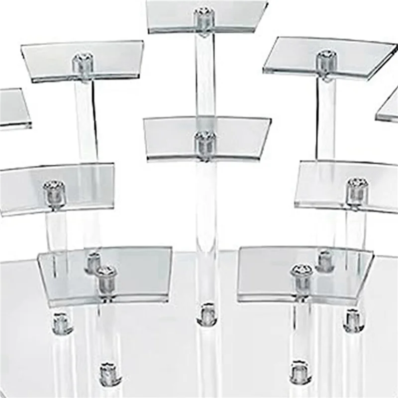 FULL-2X 10 Seats Transparent Acrylic Display Shelf Stands,Desktop Tiered Riser Display Stand For Dessert Stand