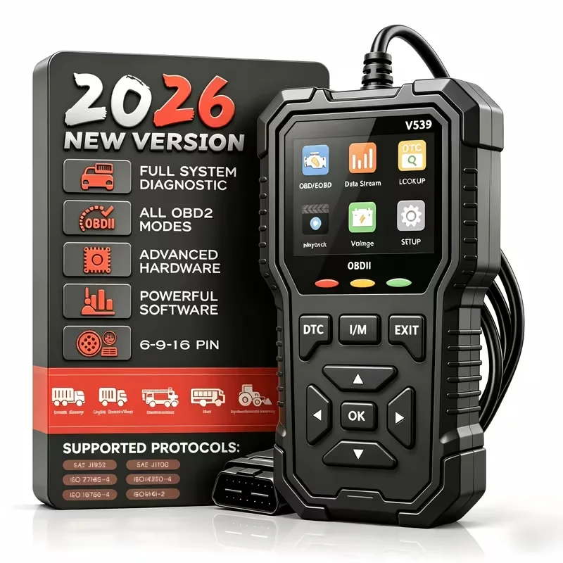 Professional Obd2 Diagnostic Tool for Heavy-Duty Vehicle Repair-Code Reader/Resetter,Supports Real-Time Data Stream, No Battery