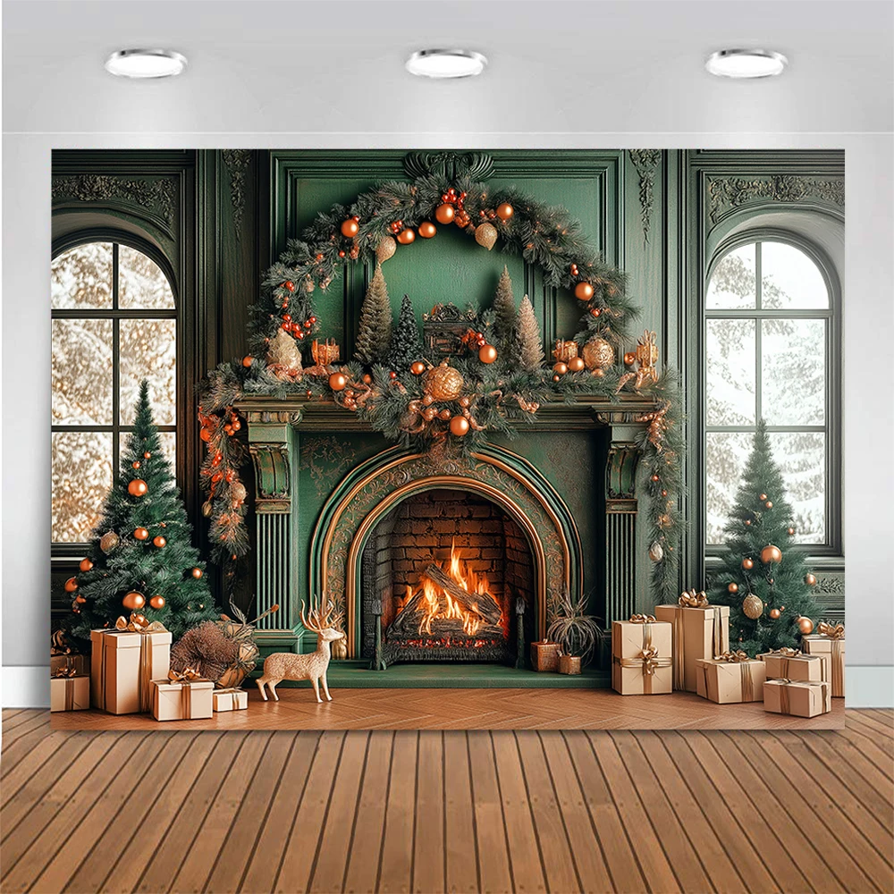 عيد الميلاد الغزلان الموقد خلفيات للتصوير الفوتوغرافي الكبار الاطفال صورة التصوير خلفية سانتا غرفة العمل صور استوديو الدعائم #4