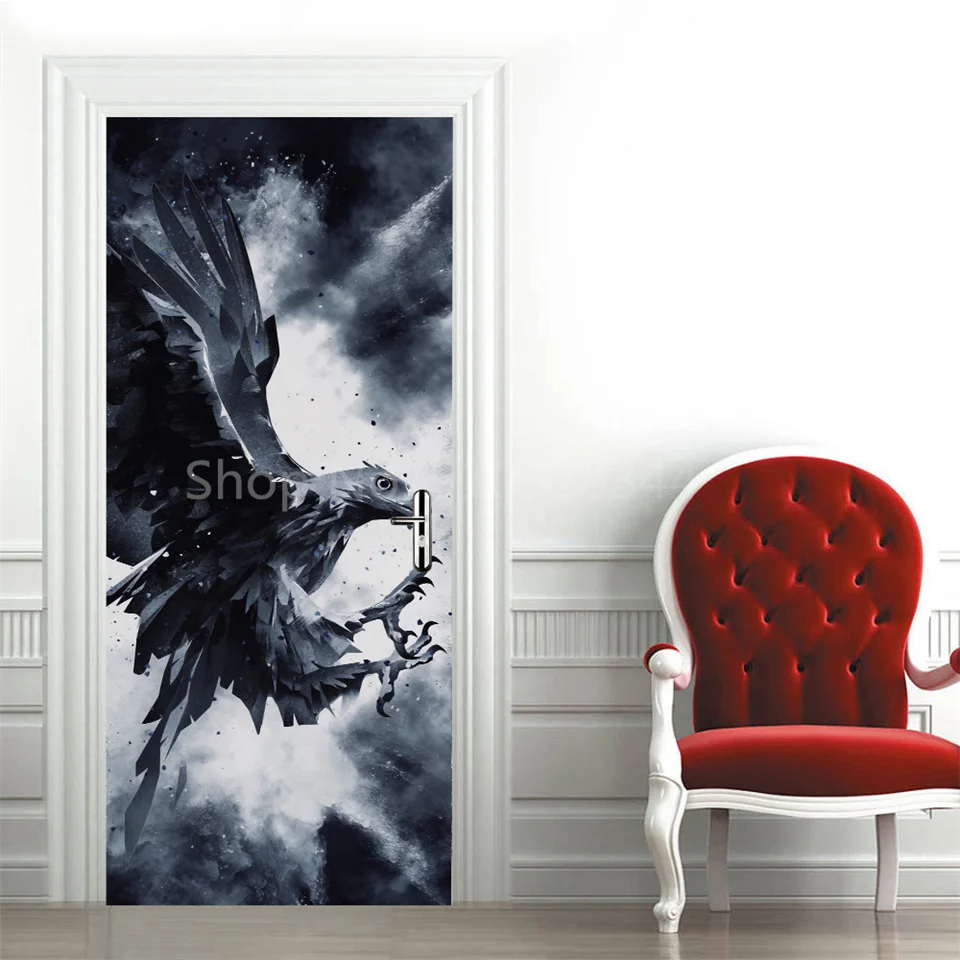 Tier-Türaufkleber Katze Tiger Hirsch Leopard Tapete Benutzerdefinierte Türen Poster Wandtattoo Selbstklebend 3D Heim-Design Dekor Türsticker – Detail 19