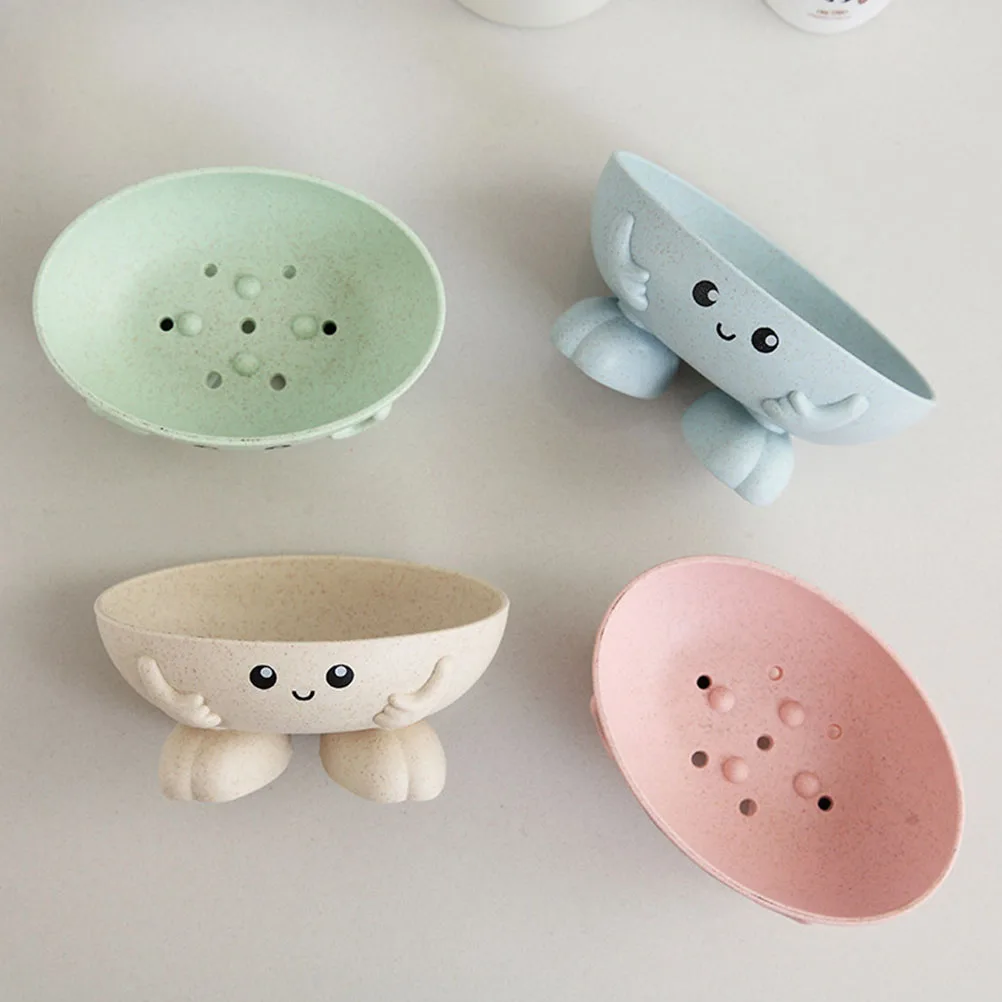 

2pcs Dish Cartoon Design Self-Draining Holder For Bathroom Kitchen Travel Lightweight Storage Tray Bar Soap Draining