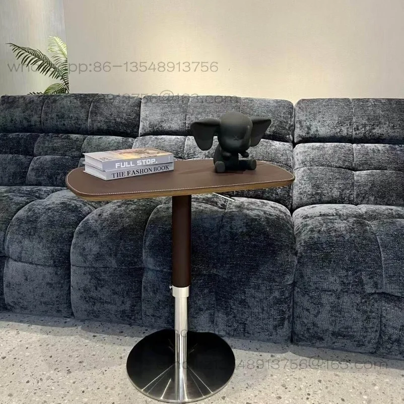 Lifting edge table rotatable sofa small coffee table living room home light luxury high-end saddle leather corner table