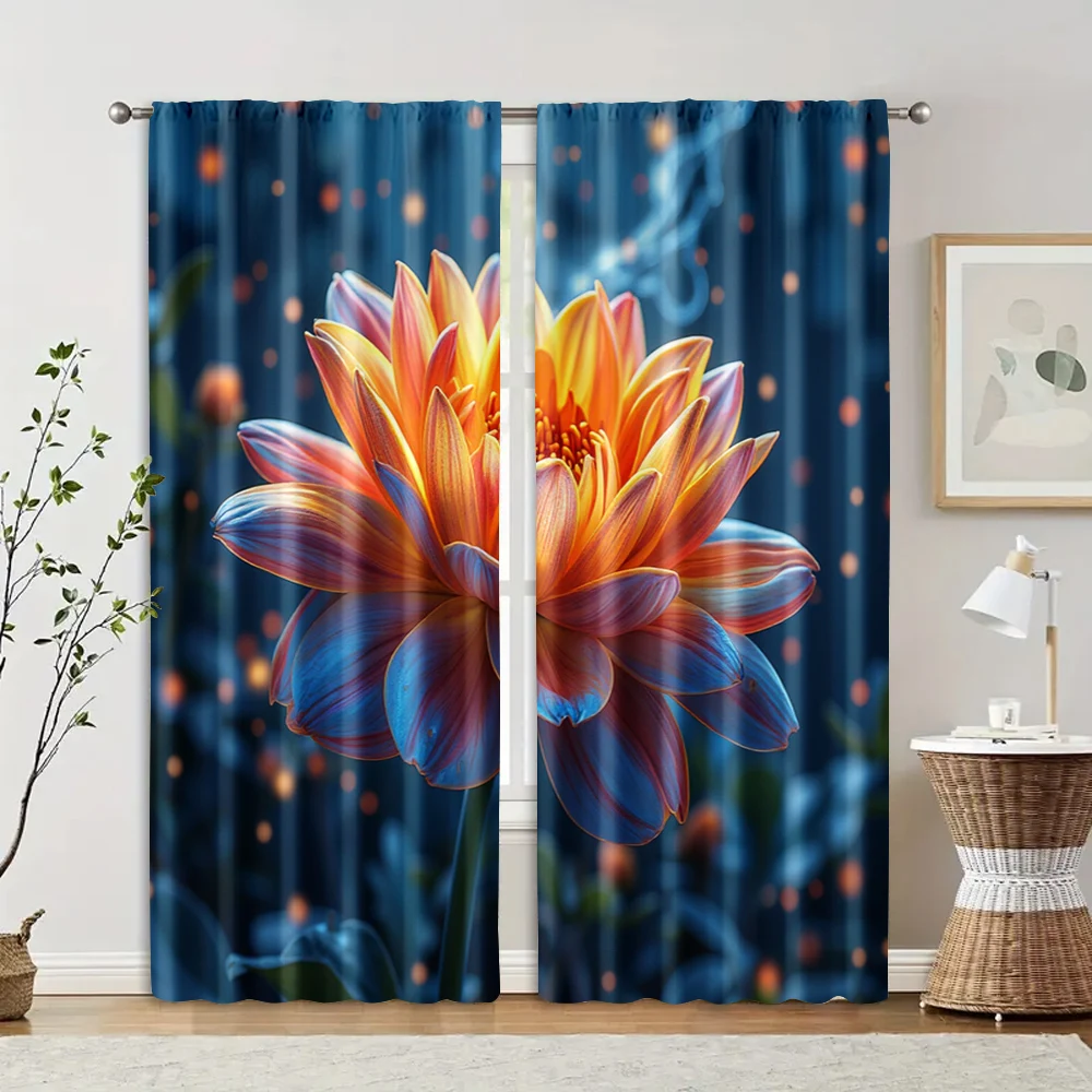 2pcs, Curtains Roller Blinds Abstract Flower Versatile 100% Polyester (without rod) Versatile All Perfect for Living Room,