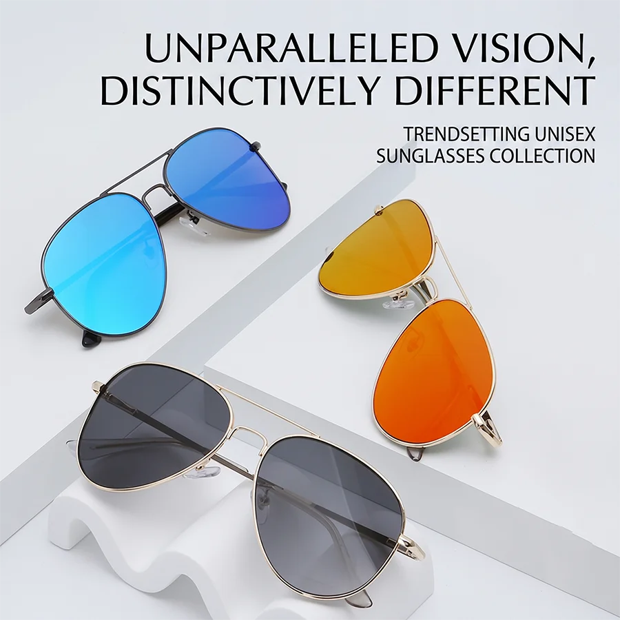 Women Men Classic Pilot Sunglasses Curved Glass Metal Hinges Durable Frames Mirrored Luxury Designer Eyewear Must-Have Outdoor view 6