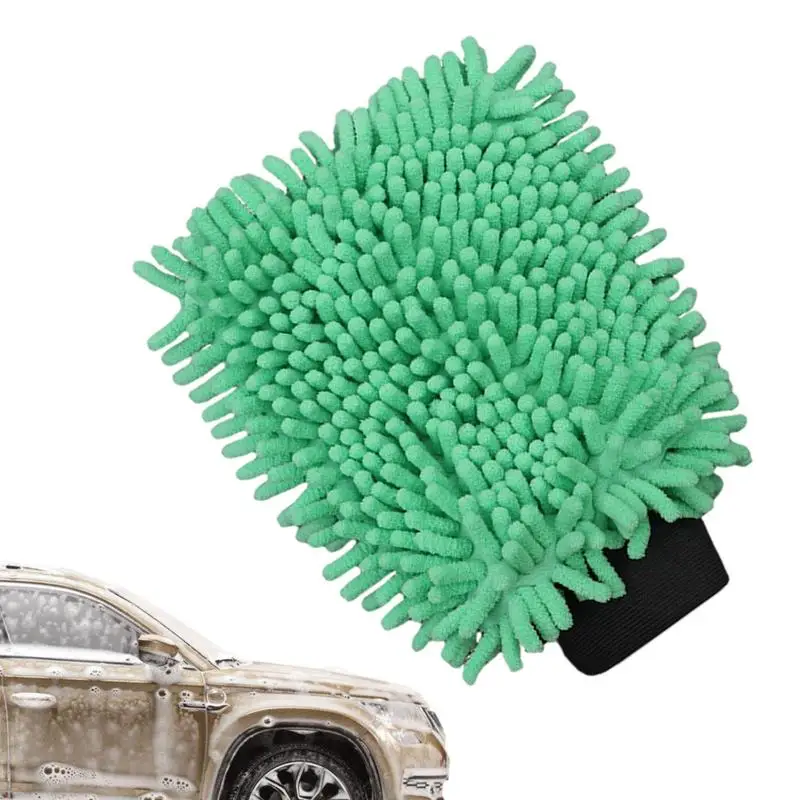 Car Wash Mitt Scratch Free Chenille Wash Mitt Powerful Stain Remover Car Wash Gloves Auto Cleaning Drying Mitts Car Wash