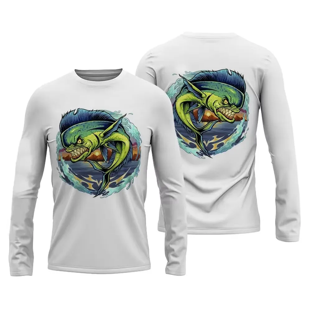 2025 New Fun Men's Outdoor Fishing Set Casual Fishing Shirt 3D Light Color Full Print Fishing T-shirt Men's Long Sleeve 6XL