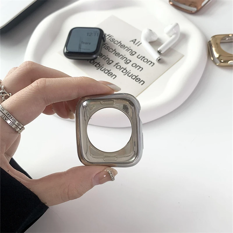 Luxury Glossy Electroplated Case For Apple Watch Case 45mm 41 40 44 42 38 Korea Plating TPU Protective Soft For Series 9 8 7 6 5