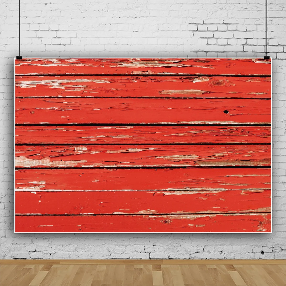 Laeacco Painted Red Old Wood Plank Background Rustic Marks Grunge Weathered Wooden Wall Adult Kids Portrait Photography Backdrop