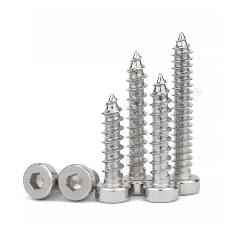 20-50pcs M2 M2.5 M3 M3.5 M4 M5 M6 304 Stainless Steel Allen Hex Hexagon Socket Cap Head Speaker Wood Self-tapping Screw L 6-50mm