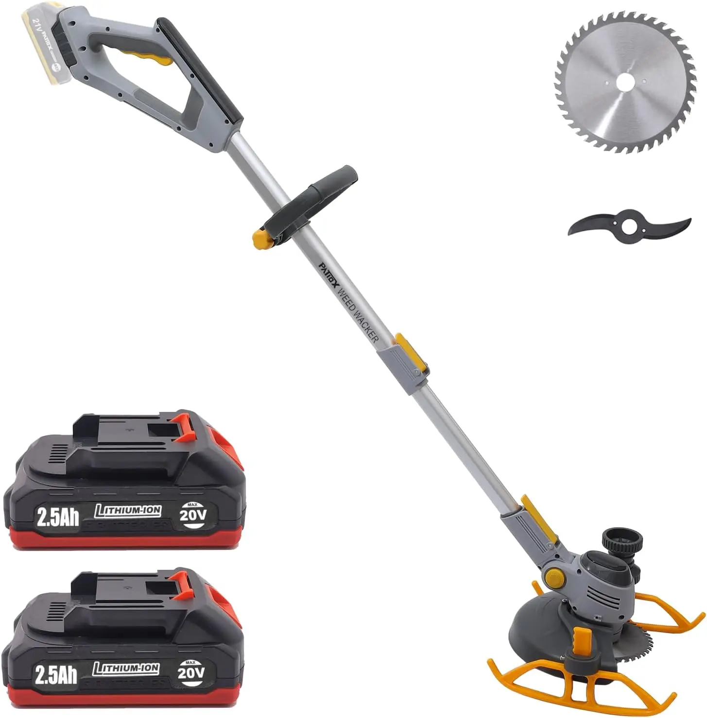 Wacker Cordless, PATIOX Electric Weed Trimmer Rechargeable 3 in 1, Two 2.5 Ah Battery Powered Weed Whacker Cordless 20V Grass Tr