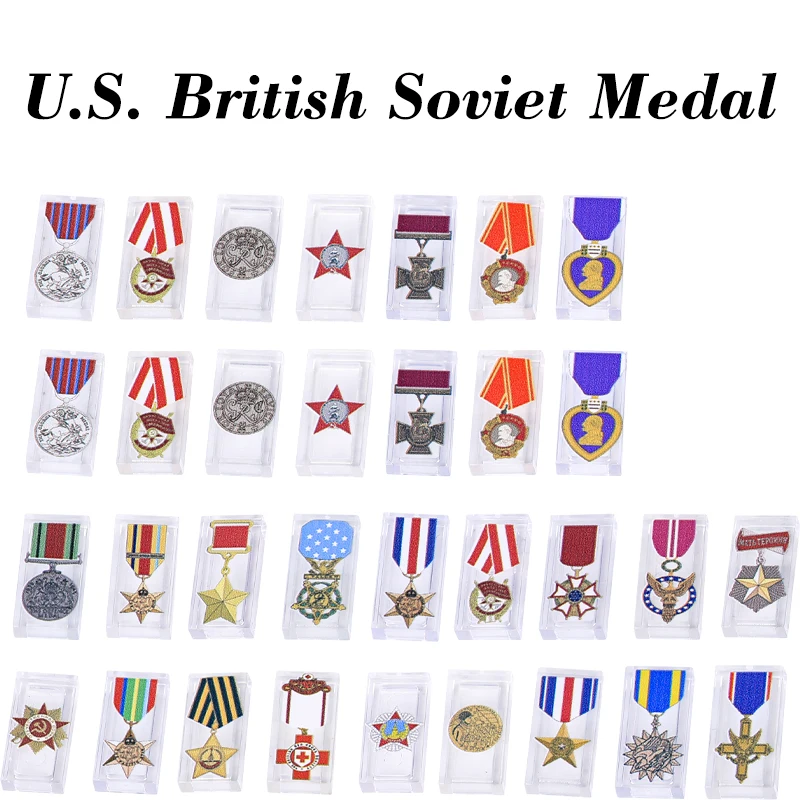 WW2 Military U.S. British Soviet Medal Printing Building Blocks Soldier Figures Weapon Warrior Medals Clothing Bricks Toys Gifts