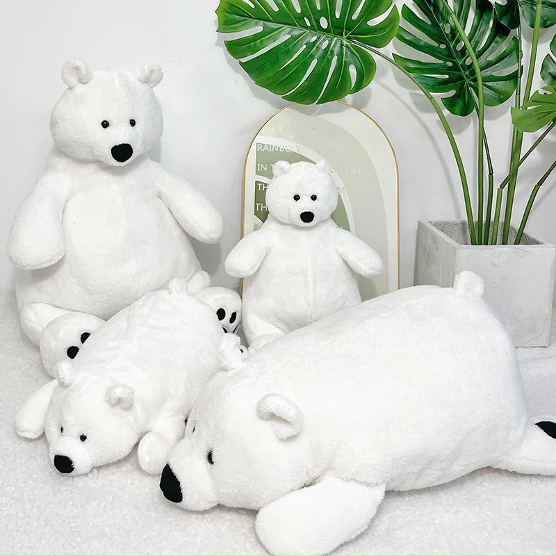 Fluffy Polar Bear Plush Toys Lifelike Bear Stuffed Dolls Soft Bedtime Friend Hugging Pillow for Kids Girls Xmas Birthday Gifts