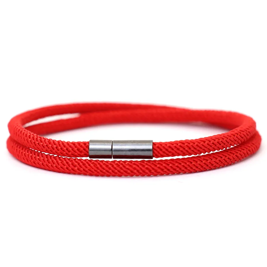 Noter nieuwe collectie heren touw armband 4 mm nylon dubbellaags geluksdraad armband nikkel zwart afneembare gesp cadeau voor hem