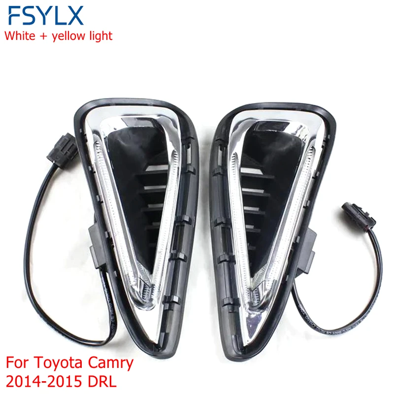 DRL para toyota camry drl luz led drl lâmpadas de nevoeiro estilo do carro cristal led luzes diurnas para toyota camry 2014-2015 drl