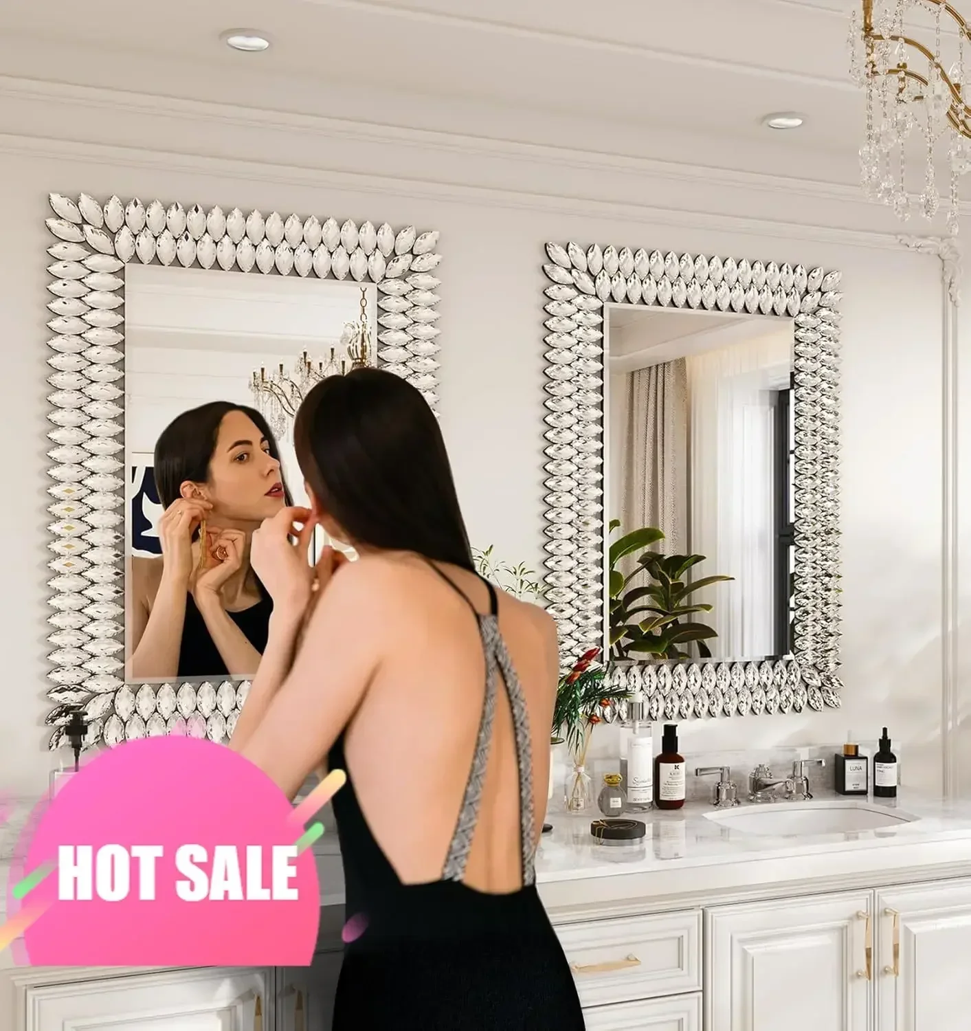 Hot salesExclusive Offer Jeweled Luxury Bathroom Mirror for Wall, 24
