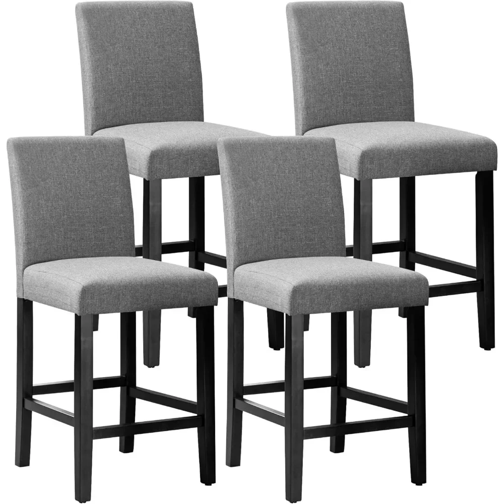 Counter Height Bar Stool, Classic Upholstered 24 Inches Counter Height Stools Set of 4 barstools with Solid Wood Legs