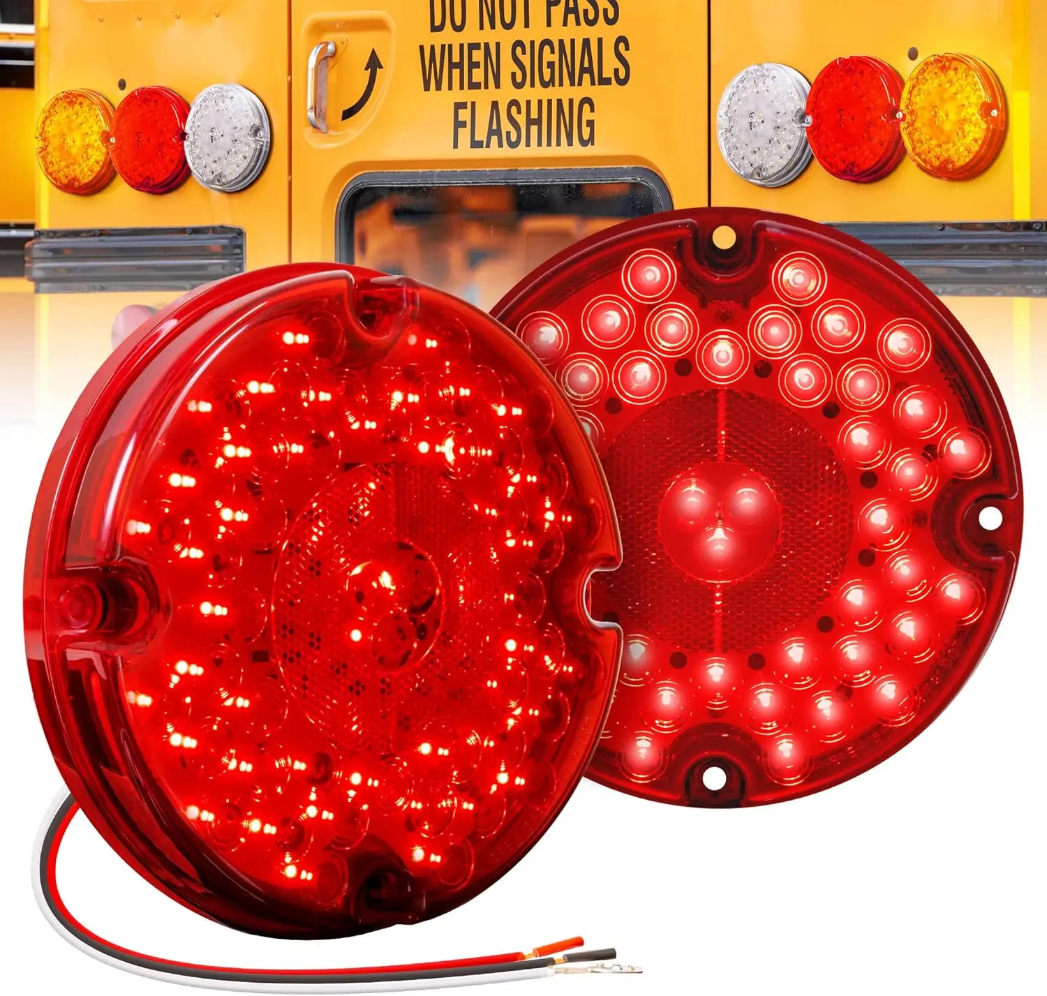 

TRUE MODS 2pc 7' Round 47-LED Stop Brake Tail Light for Bus, Truck - RED