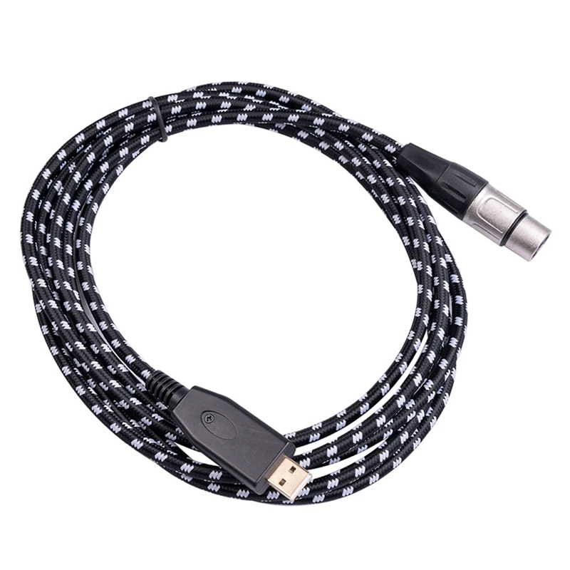 3 Meter Dual-Shielded Noise Reduction USB To XLR Canon Female Microphone Recording Cable Support USB2.0/1.1 For Mac OS