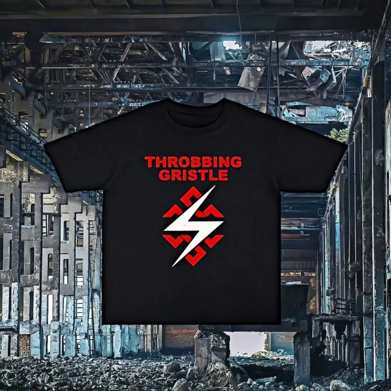 التجريبية الصناعية روك THROBBINGGRISTLE مطبوعة القطن تي شيرت الرجال والنساء موضة تنوعا فضفاضة قصيرة الأكمام