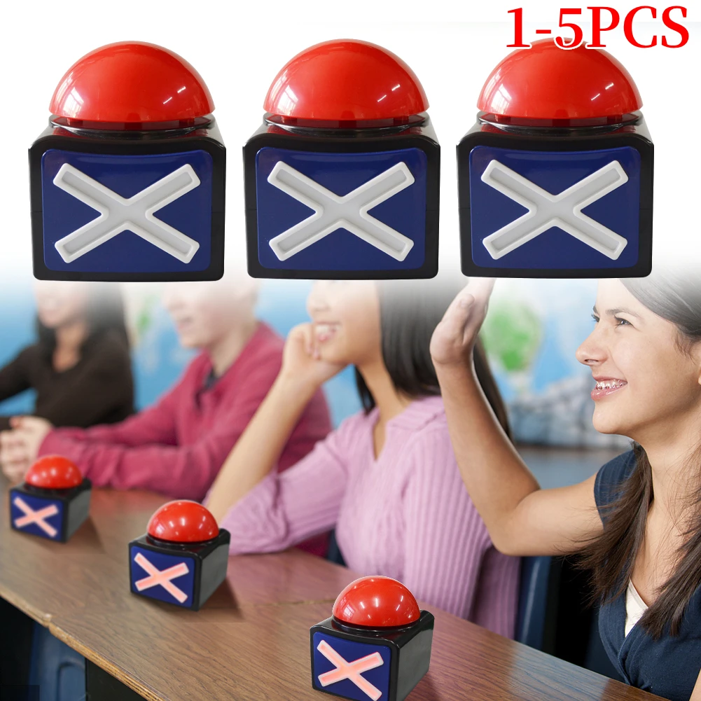 1-5PCS Red Answer Buzzer Alarm Button Box with Sound and Light Play Buzz Button Contest Answer Buttons for Game Show/ Party