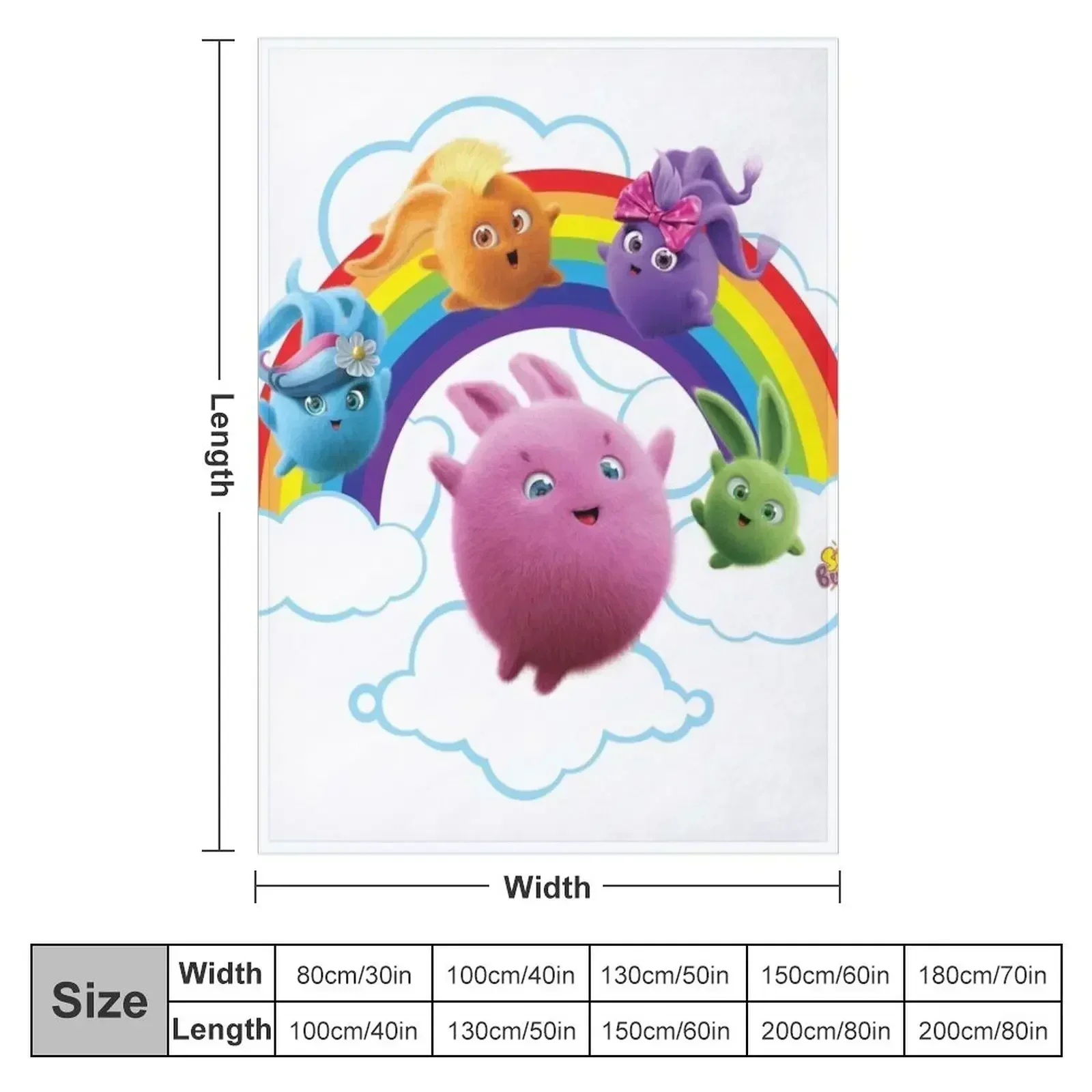 Sunny Bunnies - Rainbow Bunnies Throw Blanket Stuffeds Cute Retros Warm Blankets