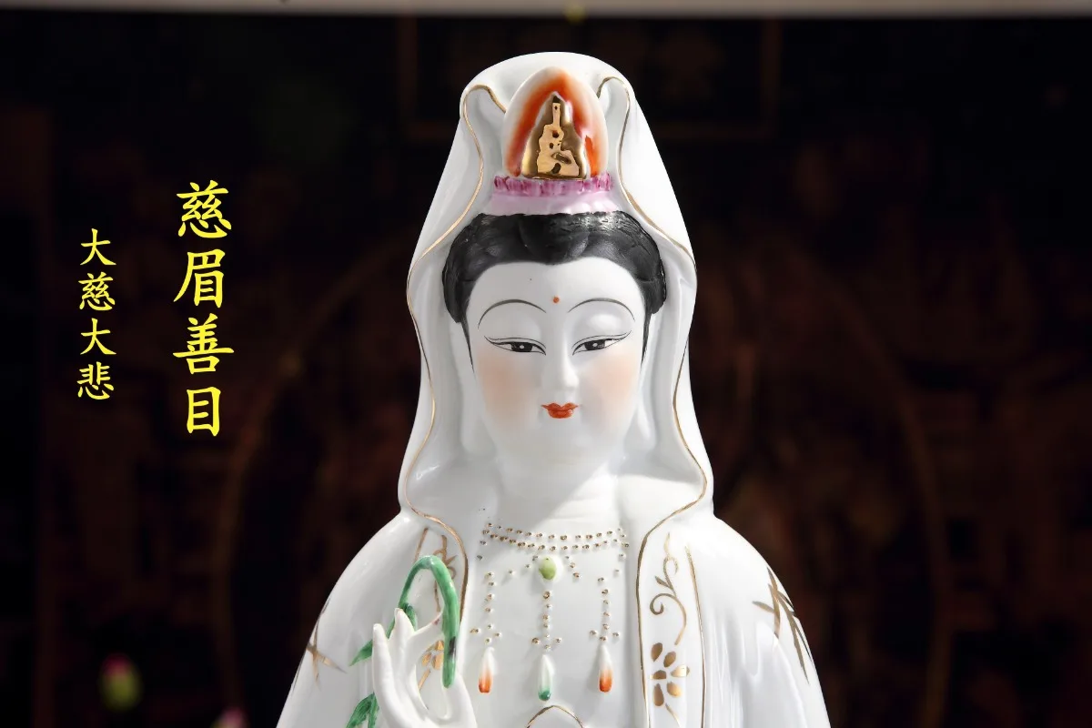 Picture 4: Ceramic South Sea Guanyin Bodhisattva Standing Statue Handmade Sculpture Home Decoration