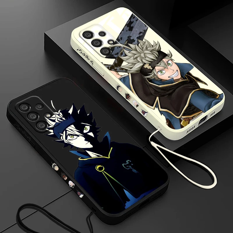 Black Clover Asta Comics Phone Case For Samsung A55 A53 A33 A52 A32 A71 A51 A21S A35 A25 5G Liquid Left Rope Funda