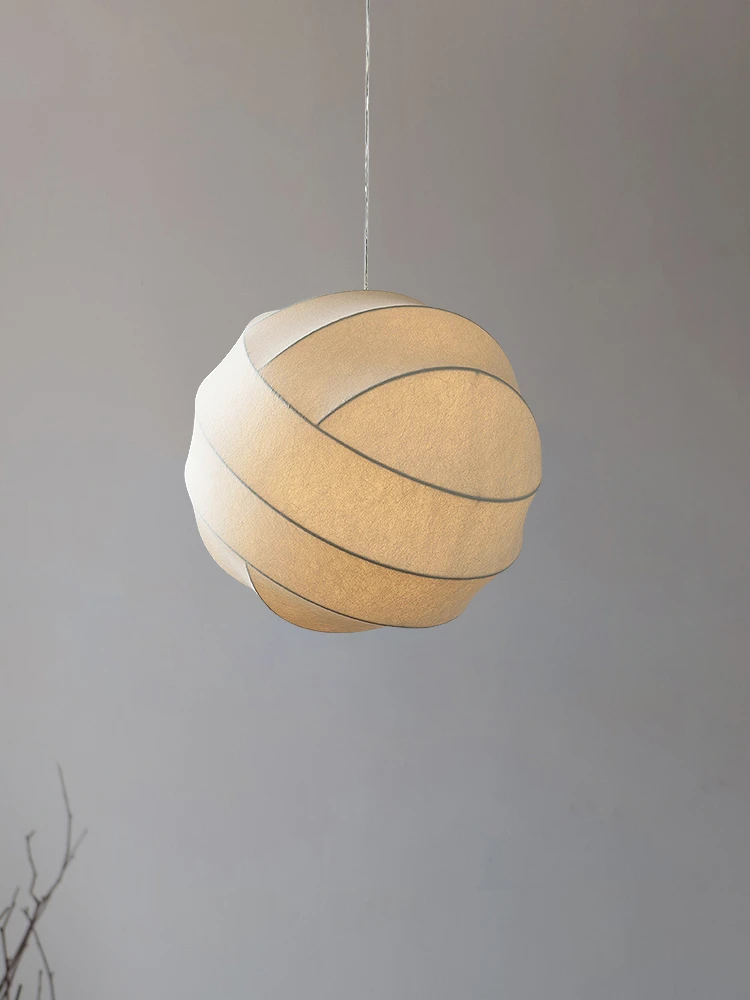 

Wabi-sabi style silk restaurant chandelier designer nordic new Chinese tea room Zen cream style bedroom Pendant lamp E27