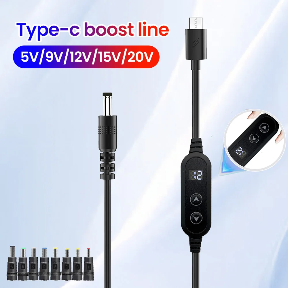 �y�Z�[�����z�^�C�vC - DC�d���u�[�X�g���C�� 5V/9V/12V/15V/20V�����P�[�u�� �����\�d�� �}���[�d Wifi���[�^�[�p USB C - DC�P�[�u��