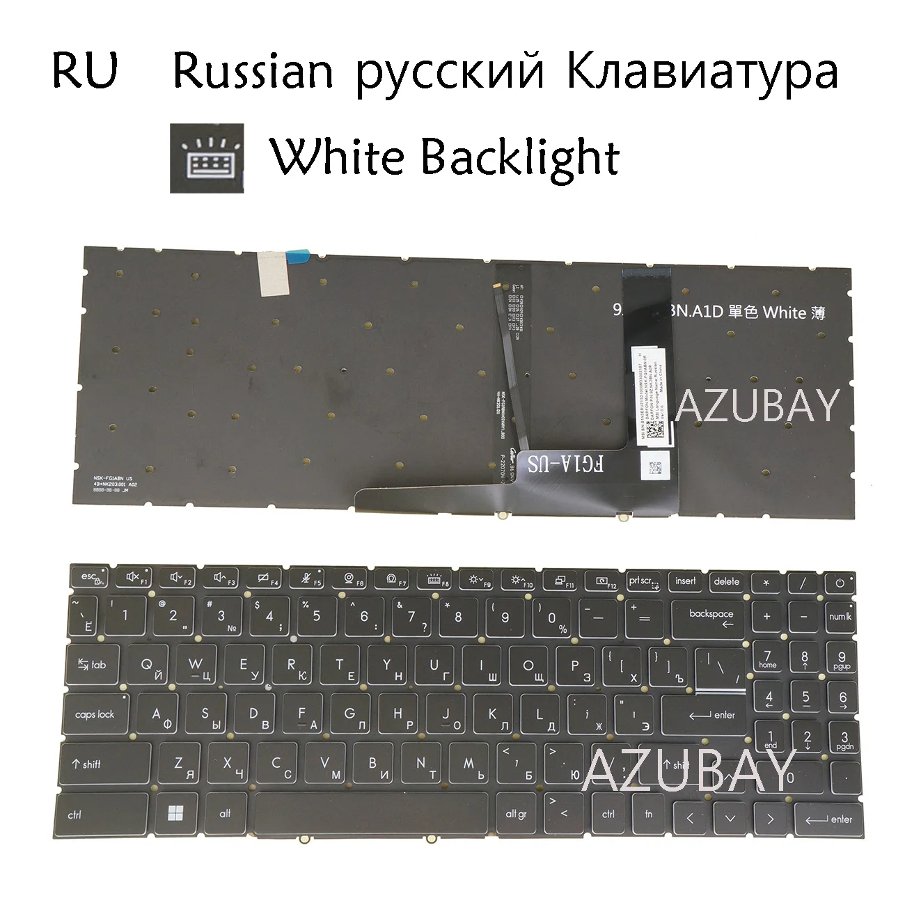 White Backlit Keyboard For MSI Creator M16 B13UD B13V B13VE B13VF,M16 HX C14V C14VEG C14VFG C14VGG, Z16 HX Studio A13V Russian