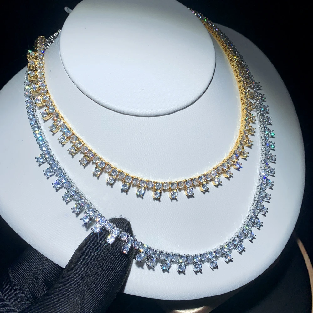 

3MM Thin CZ Tennis Chain Bling 5A Cubic Zirconia Drop Round Cz Charm Sparking Women Fashion Choker Necklace