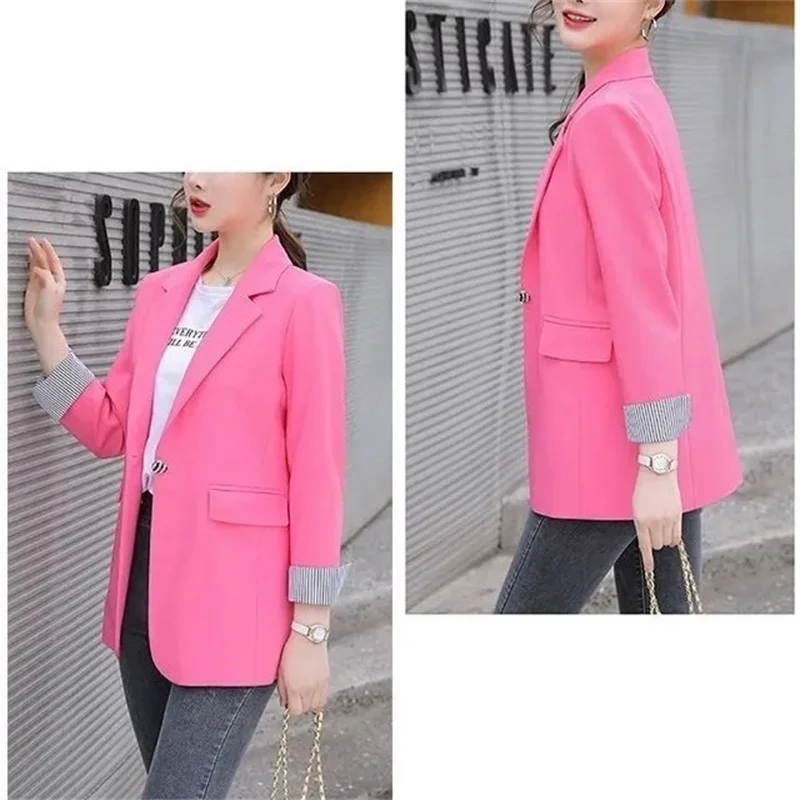 Spring Autumn Ladies Blazer New Fashion Slim Women Blazer Jacket White Green Pink Suit Overcoat Female Tops Coats Outerwear 4XL