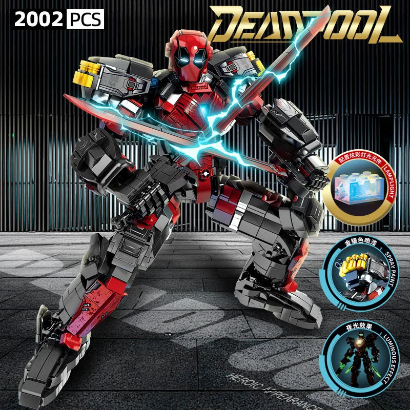 Blocs de construction de super-héros, figurines d'action Marvel Deadpool, ensembles de briques, jouets DIY, cadeaux de noël pour enfants garçons adultes, 2000 + pièces