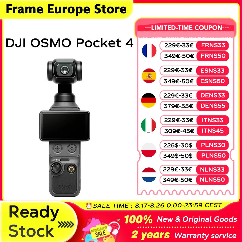 【LOCAL+】DJI Osmo Pocket 4 Pocket Gimbal Vlog-Kamera 1″ CMOS & 4K/240fps 3-Achsen-Stabilisierung 2× verlustfreier Zoom 2-Zoll drehbarer Bildschirm