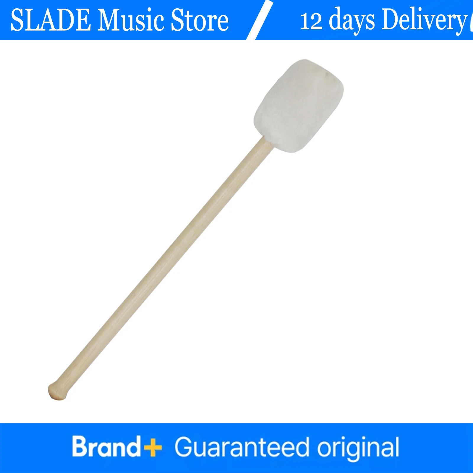 

1Pcs Bass Mallet Drum Sticks Maple Mallet Rod White Fleece Hammer Head Professional Percussion Instrument Accessories