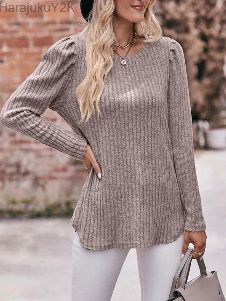 

2023 Autumn Knitted Sweater Women Pullover Loose Jumper Ladies O Neck Long Sleeve Sweater For Women