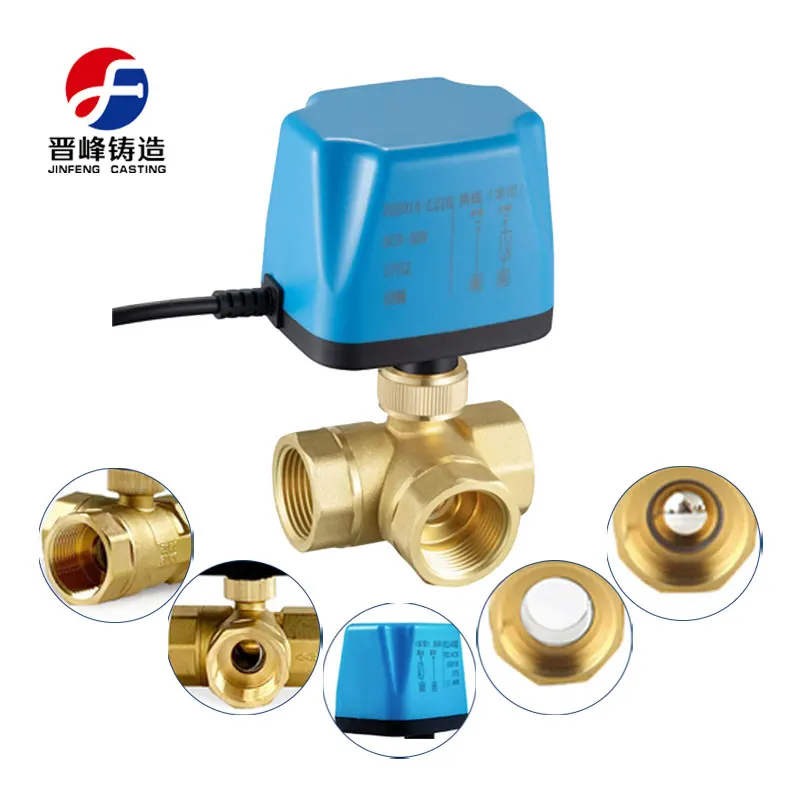 Wholesale OEM Electric Three-Way 2-Wire Normally Closed/Normally Open Motorized Ball Valves Brass Body for Water AC220V DC12-24V